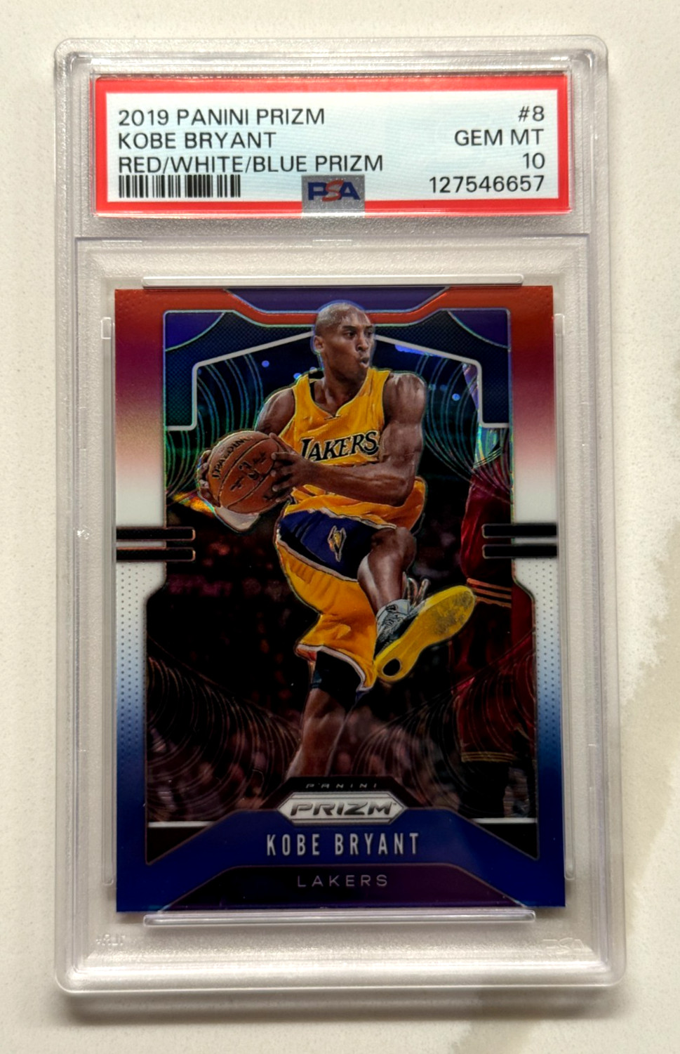 2019 Panini Prizm Kobe Bryant Lakers RED/WHITE/BLUE Prizm PSA GEM MT 10 #8