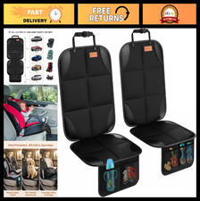 2-Pack Car Seat Protectors with Thick Padding, Non-Slip Backing Mesh Pockets f