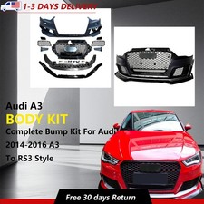 Front Bumper Kit Quattro Grill Include Lip For 2014-2016 Audi A3/s3 8v Rs3 Style