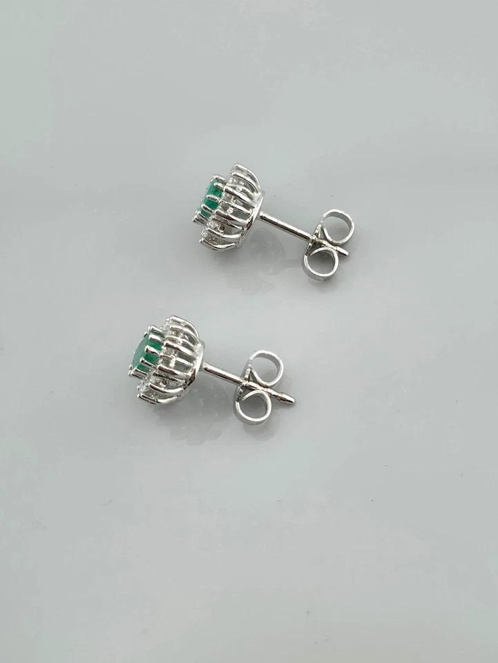 Smaragd Diamant Ohrstecker Gold 585 * 14 k Weißgold - Bild 4 von 4