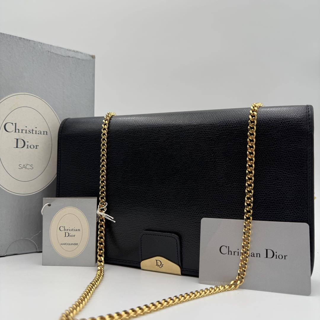 Dior Honeycomb Chain Shoulder Bag with Logo Plate Luxury Pre-Owned