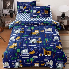 Boys 5 Piece Twin Bed Set - Includes Comforter Sheet Set - Bedding Features...