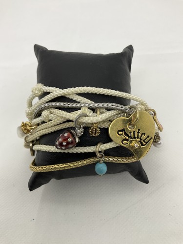 Juicy Couture Vintage Y2K Multi-Strand Charm Bracelet Gold Silver 8"