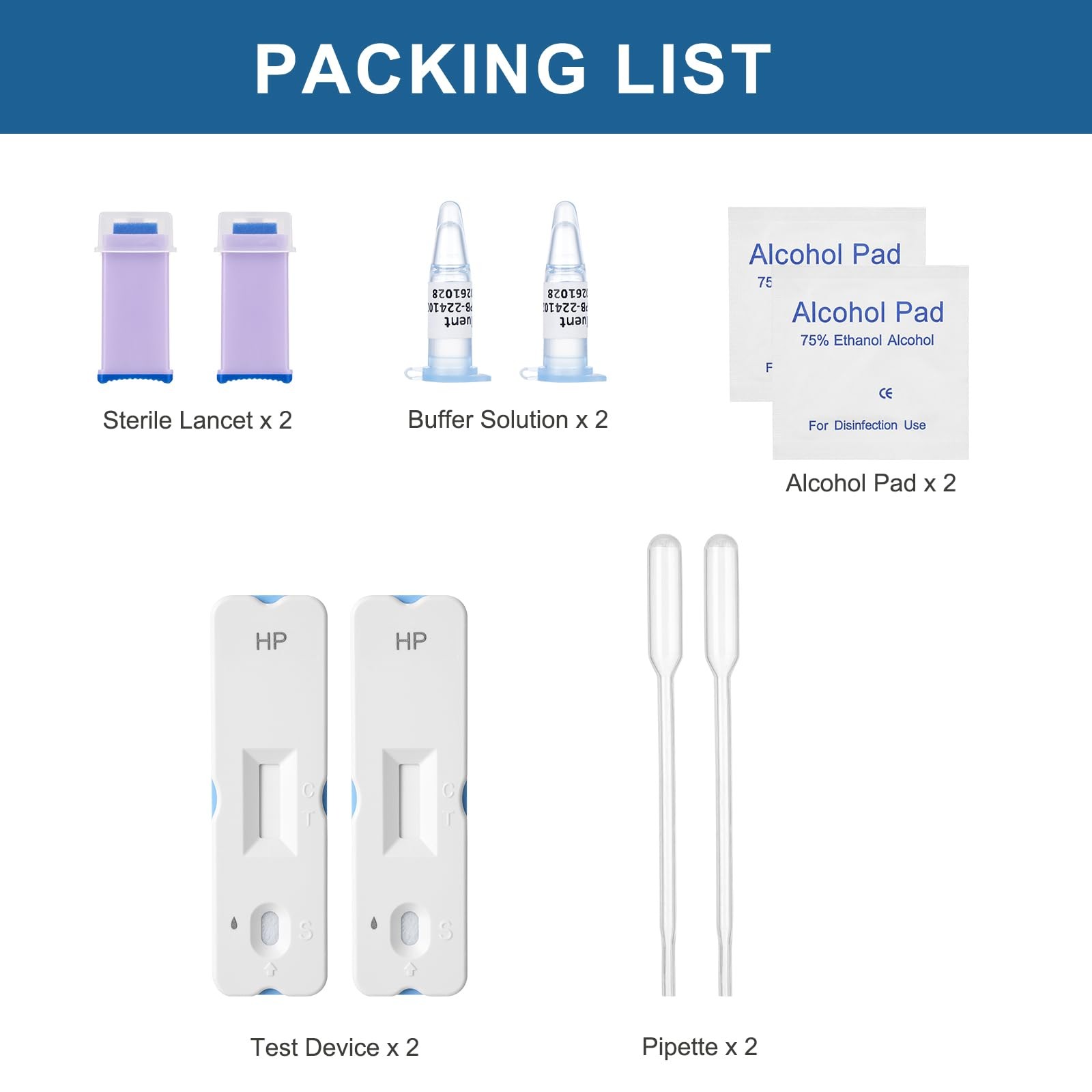 H Pylori Test Kit 2 Pack At-Home Helicobacter Pylori Self Test 99.9% Accuracy