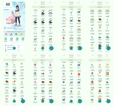 Pokémon Acc Go - Lvl 62 - 53 Shiny - 30 Legendary - 1,5 Mio. Dust