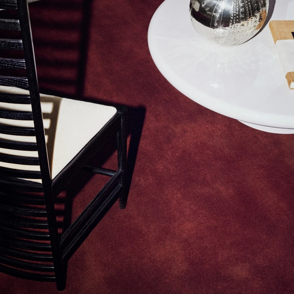 Handmade Wool Rug 8x10 Burgundy Modern Minimalist Tufted Area Carpet Living Room - Image 3 of 4