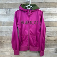 Burton DryRide Thermex Full Zip Hoodie Pink Olive Green Water Repellent Womens M