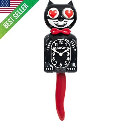 Kit-Cat Klock Crimson Royale Heart Eyes, Iconic Cat Wall Clock, Battery Operated