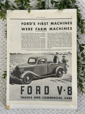 1936 Ford V8 Truck Commercial Cars Advertisement Vintage Farm Auto Ad 14x11