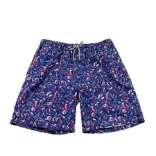 Peter Millar Seaside Mesh Liner Blue Shark Martini AOP Swimtrunk Size Large L