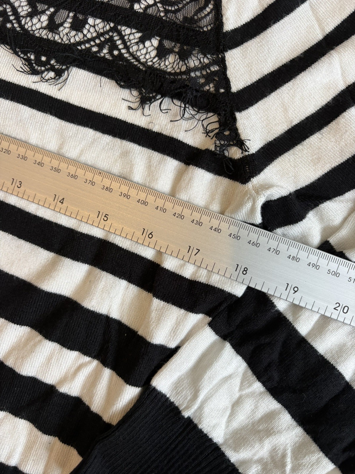 Autonomy Black & White Striped Jumper with Lace Overlay | Size 14 | 3/4 Sleeves image 5