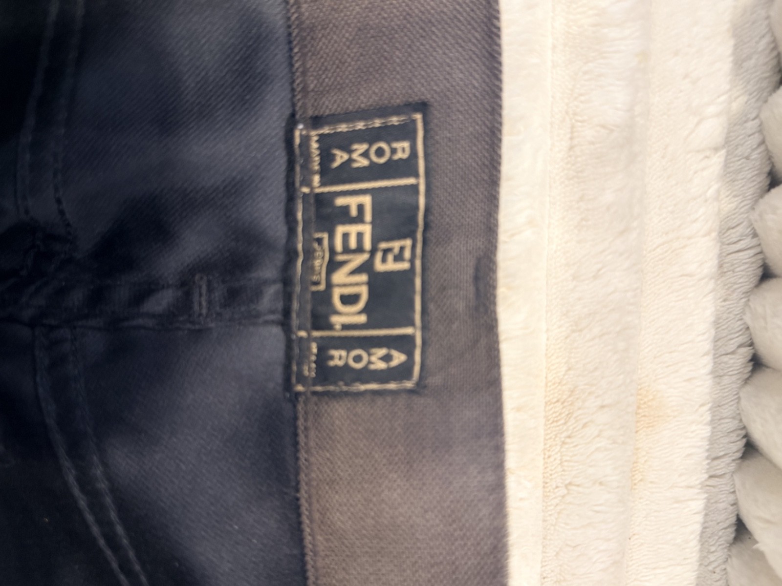 vintage fendi roma 90s y2k brown beige pants with logo panel 25" thumbnail 3