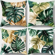4pcs 45x45cm Green Tropical Monstera Leaf Pillow Covers Home Decor