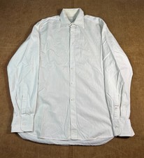 Vintage Prada Striped Pattern Cotton Dress Shirt White Size 42 Mens