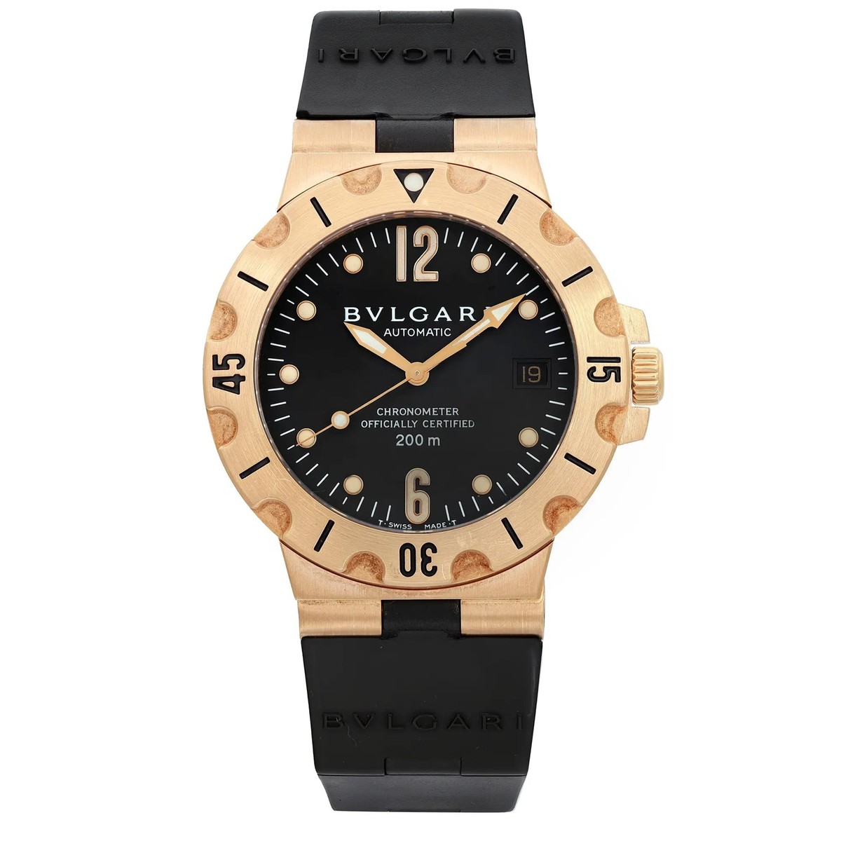 Bvlgari Diagono 38mm 18K Yellow Gold Black Dial Men Automatic