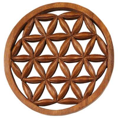 Wandbild Lotus Relief Blüten Blumen Mandala Asien Deko Soar Holz ca. 25 cm