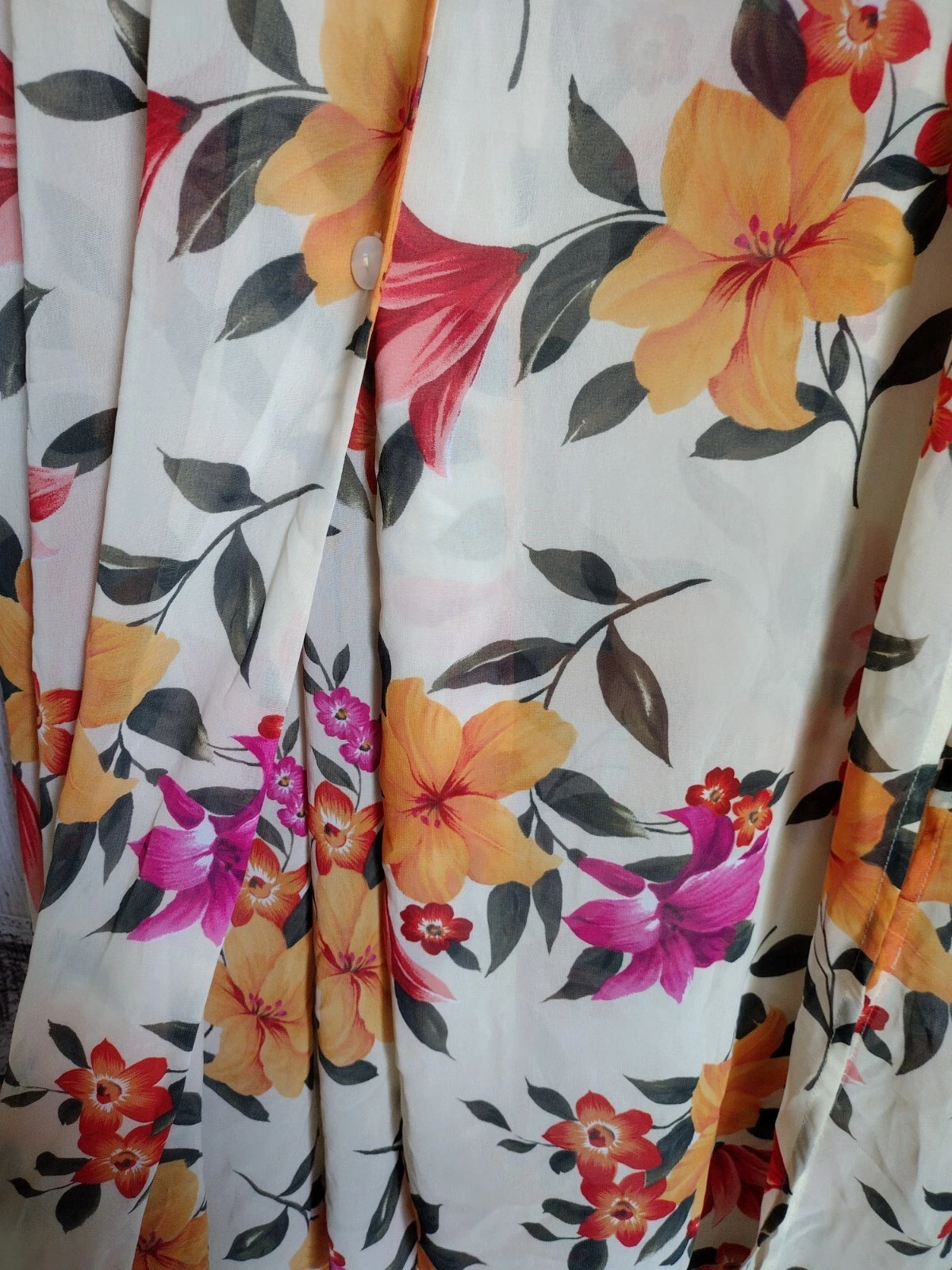 UNDERCOVER Maxi abito vestito copertina semi velato vintage Victoria's Secret floreale con bottoni