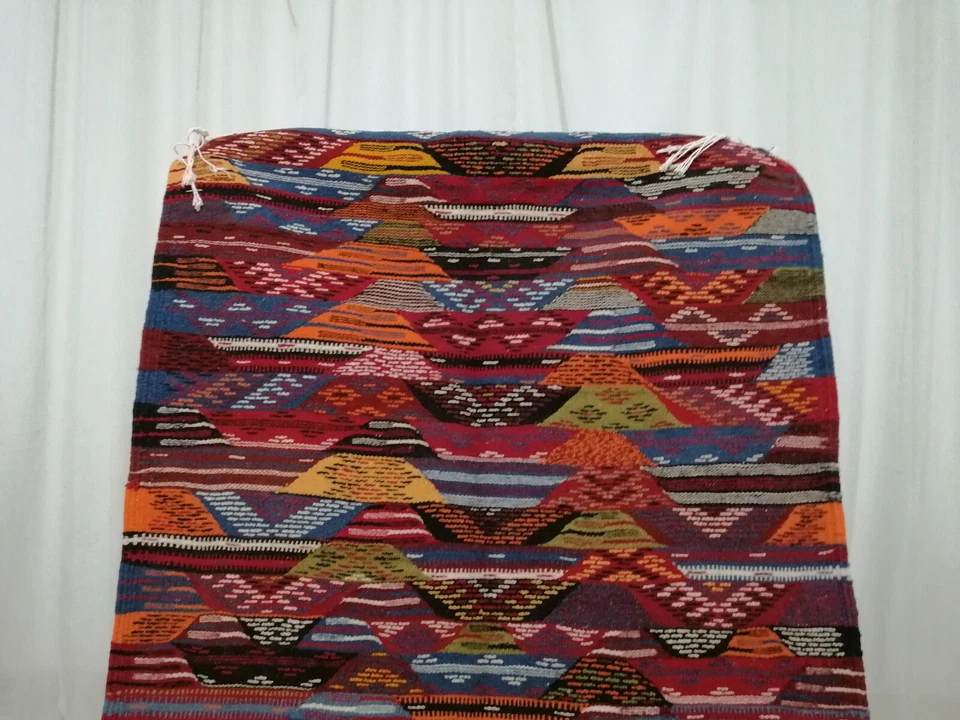 Tapete Saara Marroquino Minuto Feito à Mão 2'9''x5'2" Berbere Tribal Lã Reversível - Imagem 2 de 4