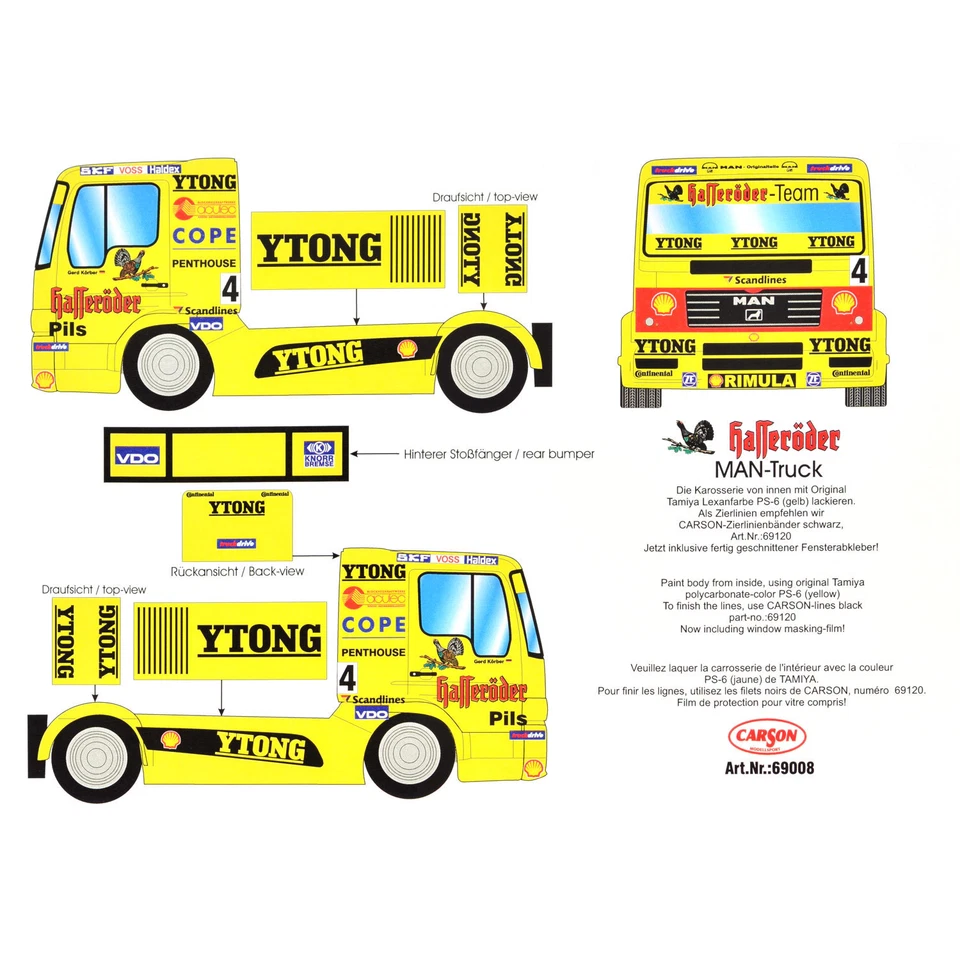 Dekorbogen 1:10 MAN Race Truck Hasseröder Aufkleber Decal Carson 69008 - Bild 2 von 2