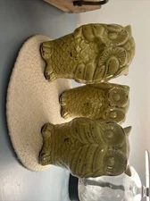 MCM Green (Urban Trends Collection) Ceramic Owls No Evil (Hear/Speak/See) 