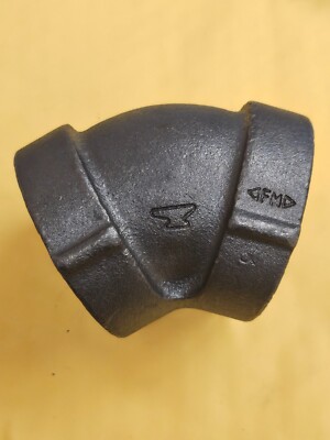 1-1/2'' Black Cast Iron 45 Degree Elbow Class 125 - ANVIL Brand - MADE IN USA