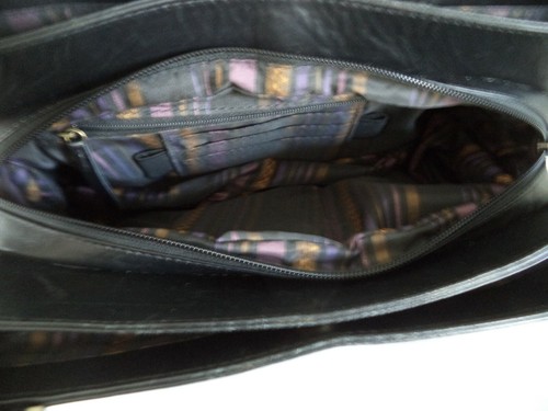 BOLSO DE MANO DE CUERO NEGRO ORGANIZADOR DE CORREAS DOBLES - Imagen 7 de 7