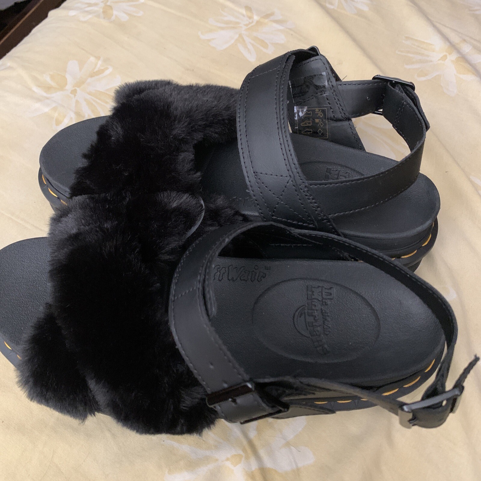 Dr. Martens Women's VOSS II Fluffy Black Platform Sandals Size 9 image 3