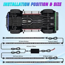 Rgb Led Strip Remote Under Car Tube Underglow Underbody System Neon Light Kit
