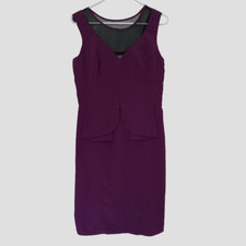 eShakti Eggplant Purple Womens Formal Sleeveless Pencil Dress M 8 Sheer Neckline