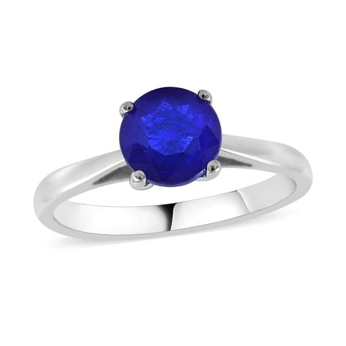 Suite!! Blue Spinel Ring, Earrings & Pendant Platinum Plated Sterling Size 7 - Picture 2 of 7