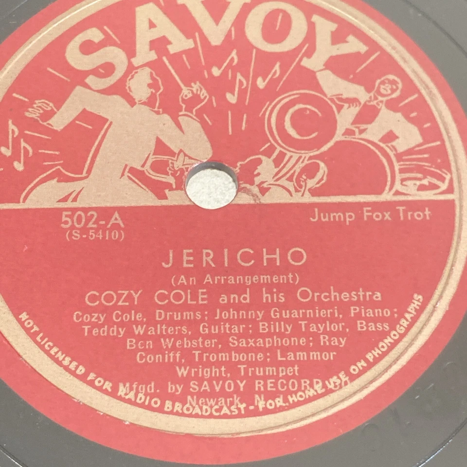 HOT Jazz COZY COLE -BILLY TAYLOR -RAY CONIFF 78 rpm SAVOY 502 JERICHO 1944 MINT - Imagem 3 de 4