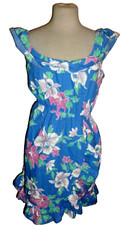 Vintage Royal Creations Hawaii Blue Poly Cotton sz  Medium M Dress