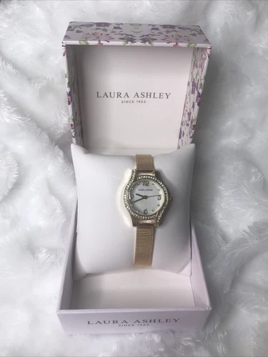 Laura Ashley Mini Gold & Crystal Mesh Bracelet Watch