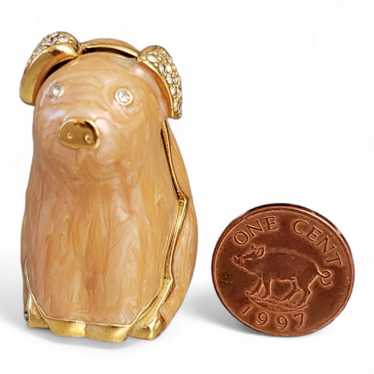 激レア ESTEE LAUDER 練り香水 ブタ 豚 pig レトロ 香水 Estee Lauder Beautiful Perfume Pink Pig Compact Enameled With