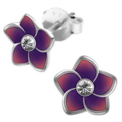 Blümchen Ohrstecker echt 925 Sterling Silber Blüte Blume gelb pink blau grün