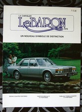 CHRYSLER LeBARON 1978 brochure sales catalog - French Canada Market ST501001017