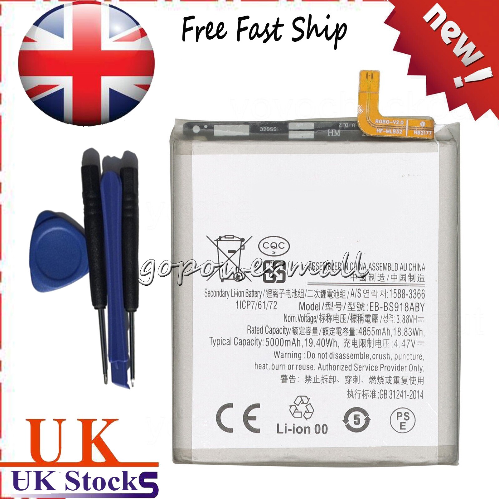EB-BS918ABY battery for Samsung Galaxy S23 Ultra SM-S918B SM-S918U SM-S918W