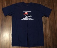 Vintage 80s FIREMANS FUND Shirt Hanes 50/50 Sz L Made In USA Single Stitch Thin