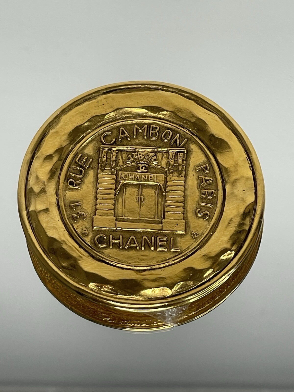 Chanel 31 Rue Cambon Gold-Tone Round Brooch Pin