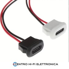 Presa USB Tipo C Femmina Nero da pannello con cavo per alimentazione 5 pezzi