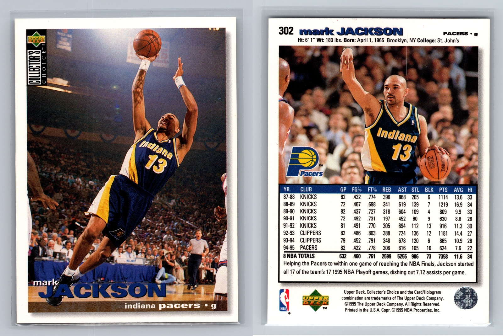 1995-96 Collector's Choice #302 Mark Jackson