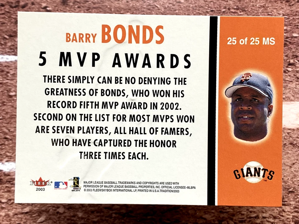 2003 Fleer Tradition Milestones Barry Bonds #25 MS - Image 2 of 2
