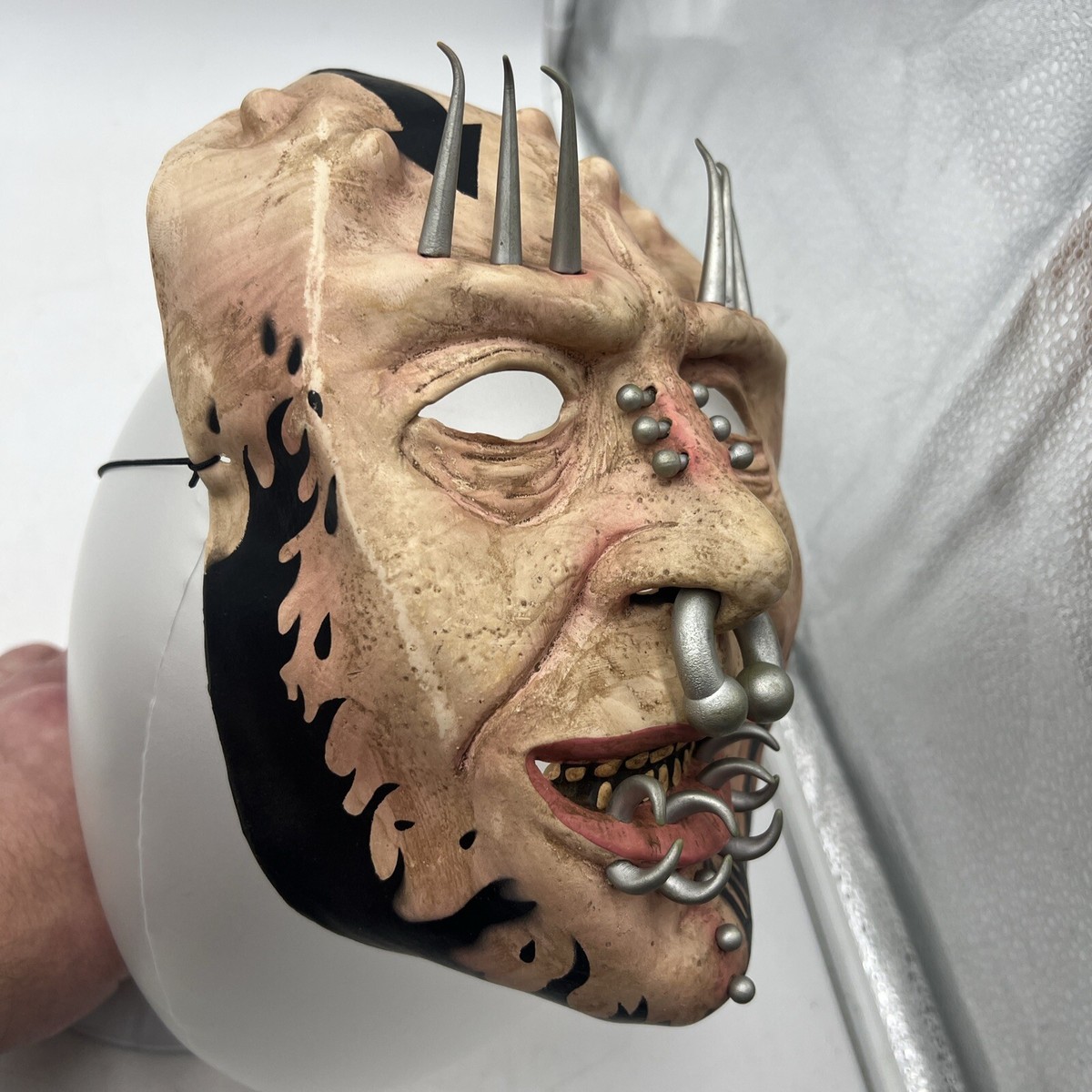 METALLIC MOBSTER SPIKE PIERCING SCARY EVIL LATEX HALLOWEEN FACE