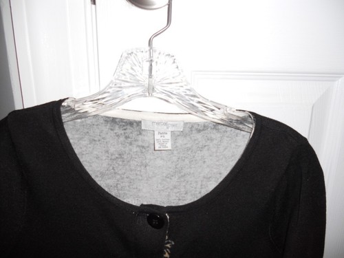 Mercer street studio cardigan Petite small black white tan - Picture 2 of 2