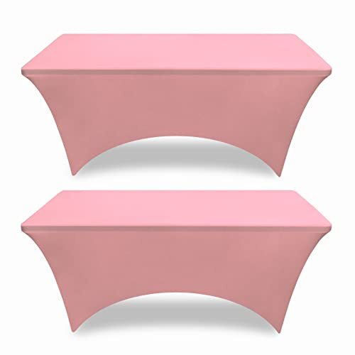 Baby Blue Spandex Table Covers 6-Pack For 6-Foot Tables - Stretch Fitted Table Skirts For Weddings, Events, Banquets - View #6