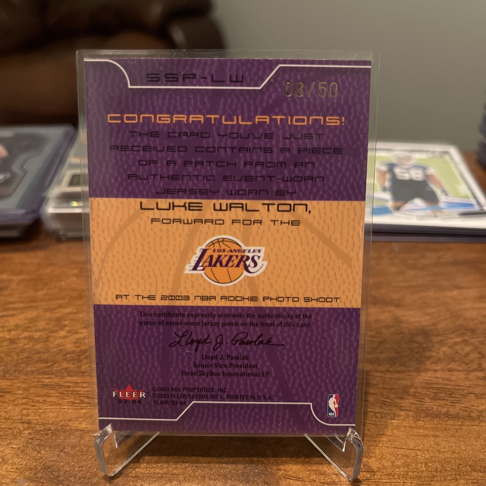 2003-04 Flair Sweet Swatch LUKE WALTON Gold Jersey Patch card SSP-LW  8/50