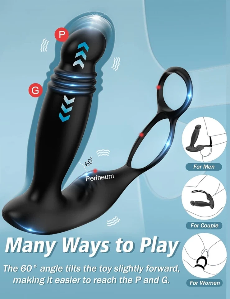 Potente masajeador de próstata aleteo remoto doble motor macho impermeable vibrador F Foto 2 de 4