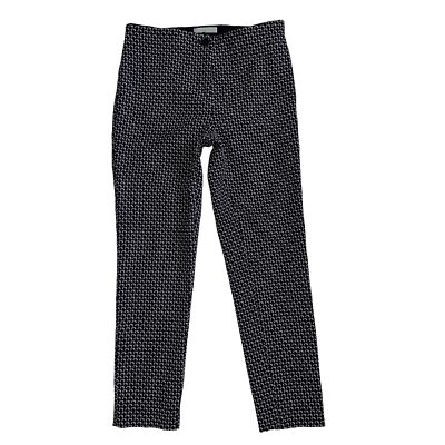 Beatrice B Ankle Length Trouser Pants Size 4 Black Maroon White Print