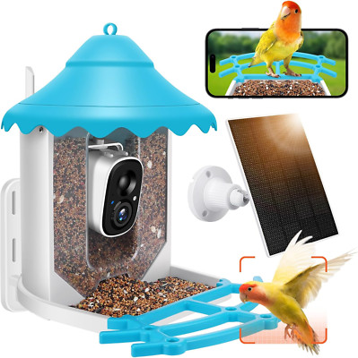 2K HD Smart Bird Feeder Camera - Solar Powered, AI ID, Auto Capture, Notificatio