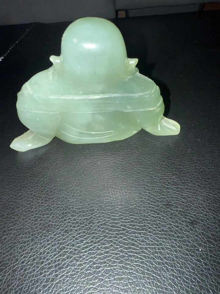 稀有老式中国天然玉石快乐佛像雕塑 — 第 4/4 张图片